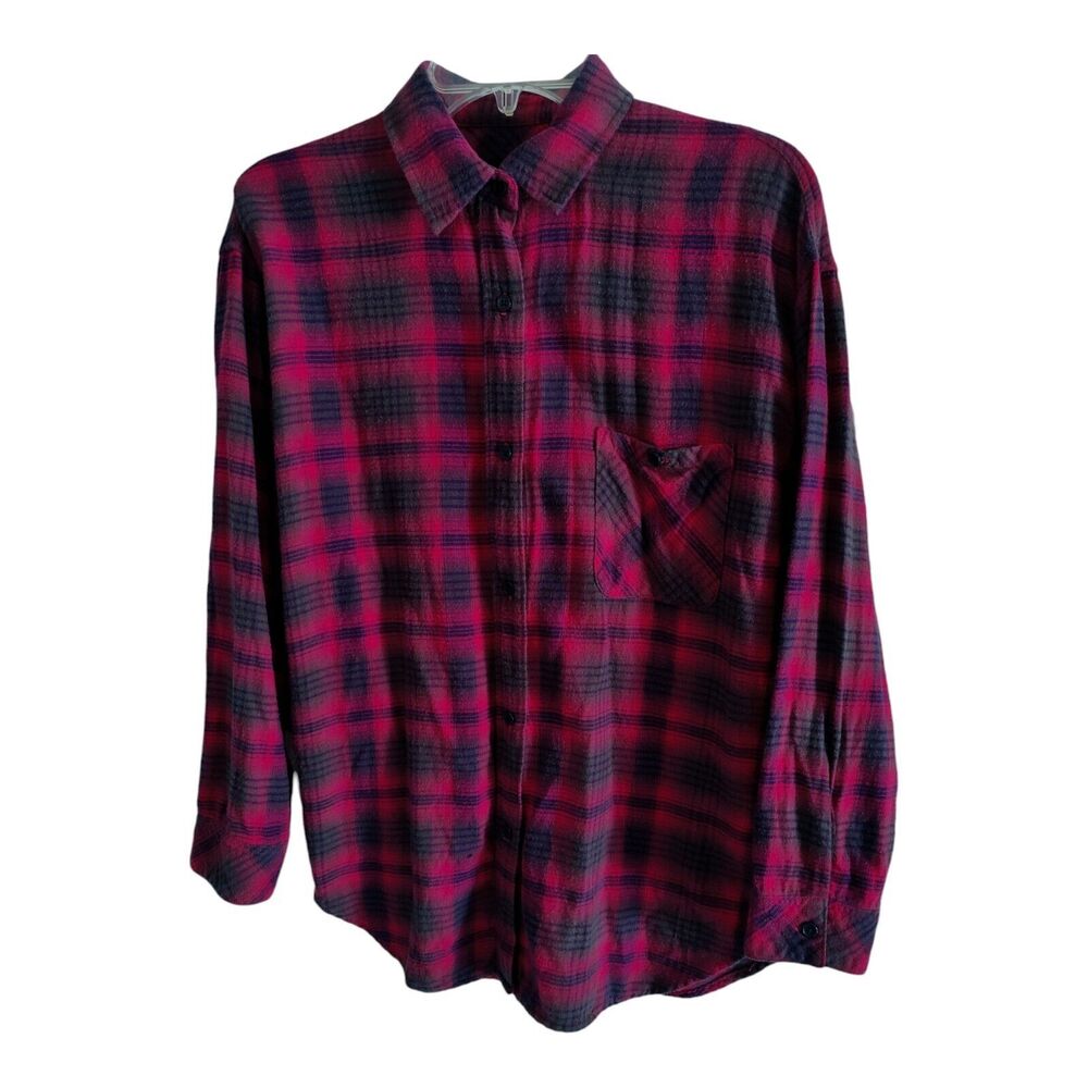 RAILS Women's Soft Shirt Brick Red Blue Green One Pocket Long Sleeve Plaid Sz S